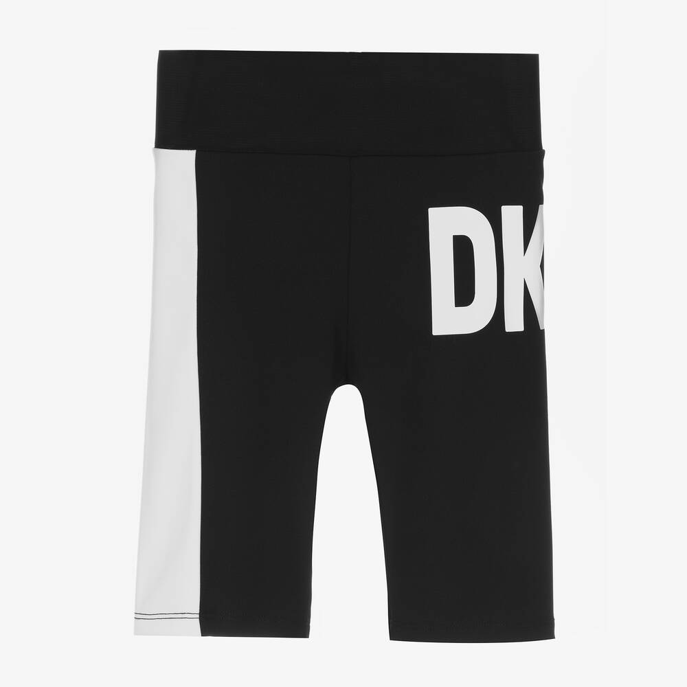 DKNY - شورت تينز بناتي جيرسي لون أسود وأبيض | Childrensalon