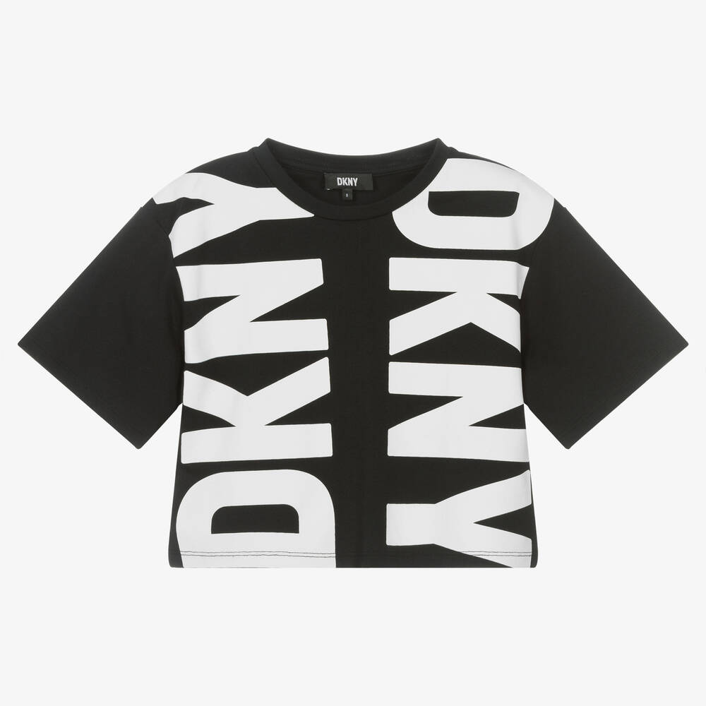 DKNY - Teen Girls Black & White Logo T-Shirt | Childrensalon