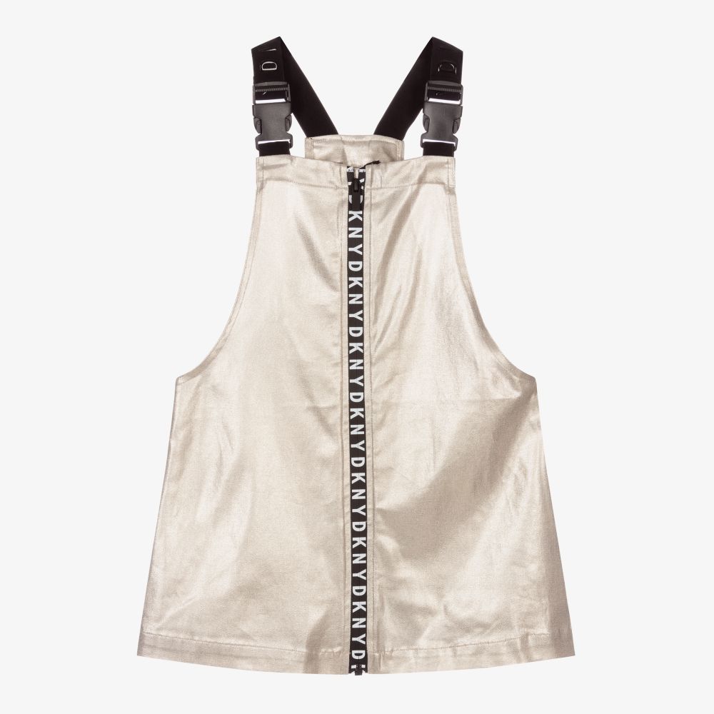 DKNY - Teen Girls Gold Dungaree Dress | Childrensalon