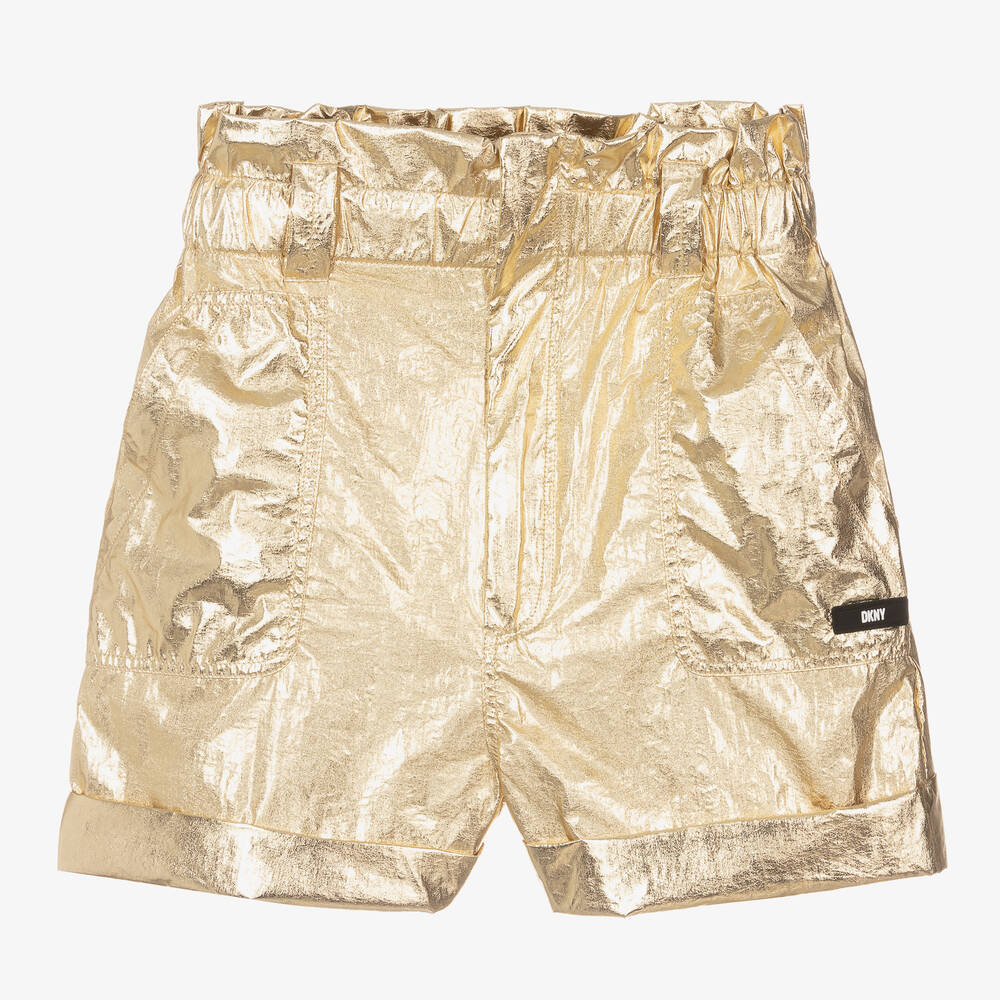 DKNY-Teen Girls Gold Paperbag Waist Shorts | Childrensalon Outlet