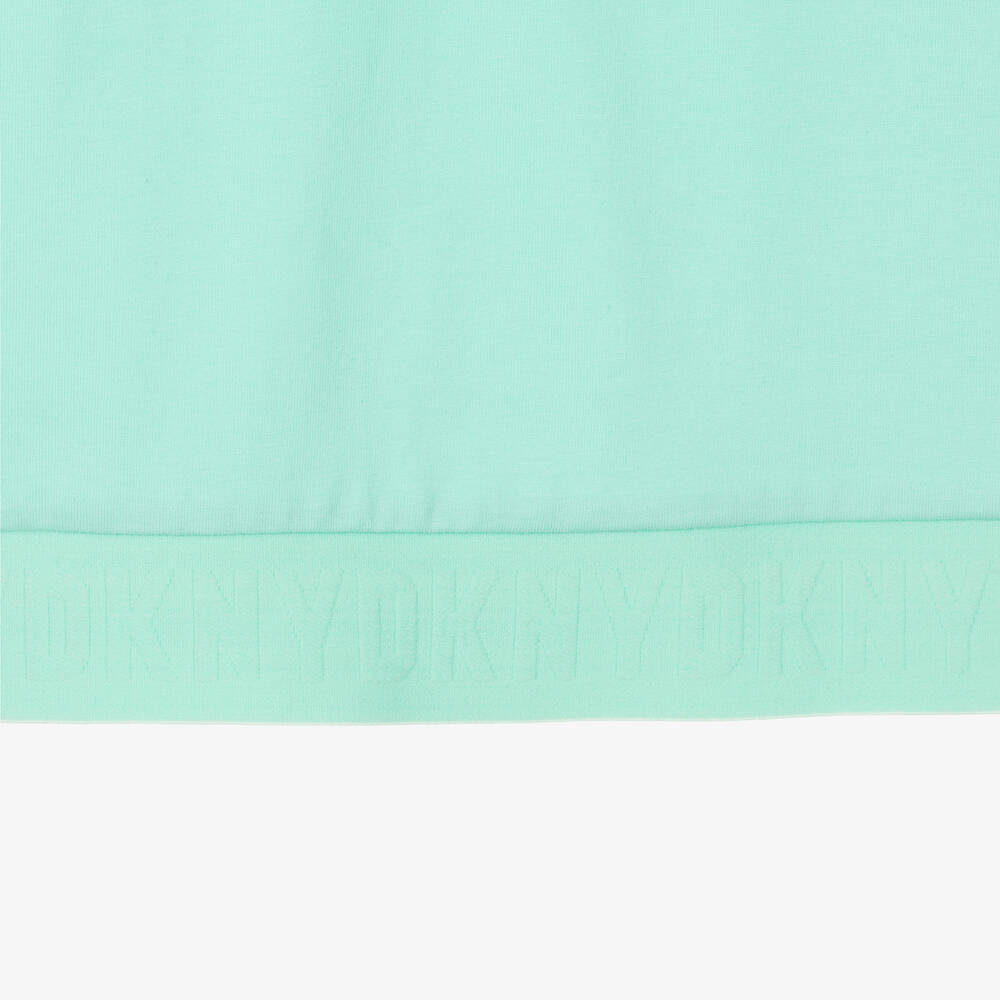 DKNY-فستان تيشيرت قطن لون أخضر للمراهقات | Childrensalon Outlet