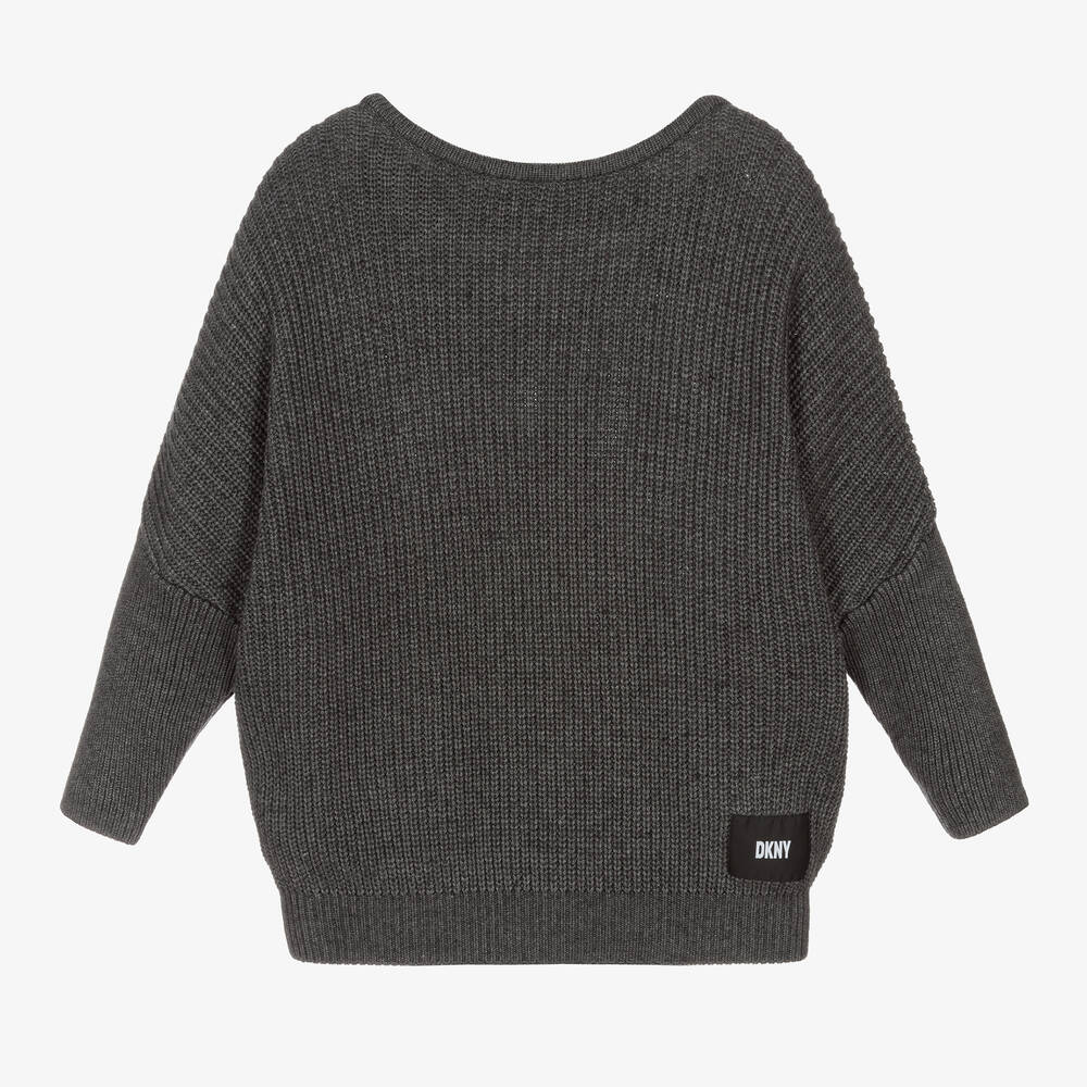 DKNY - Teen Girls Grey Knitted Sweater | Childrensalon