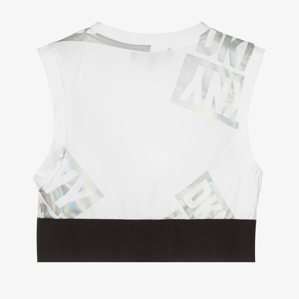 DKNY-Белый спортивный топ с переливающимися логотипами | Childrensalon Outlet