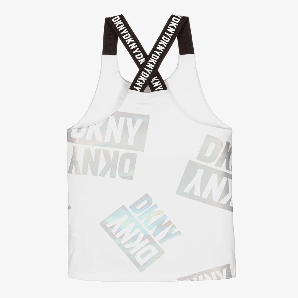 DKNY-Белый спортивный топ с переливающимися логотипами | Childrensalon Outlet