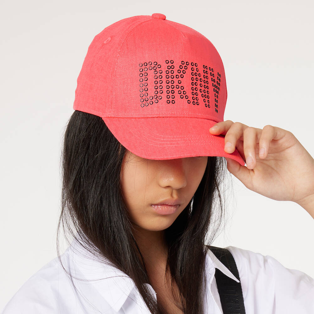 DKNY Teen Girls Neon Pink Studded Cap Childrensalon Outlet