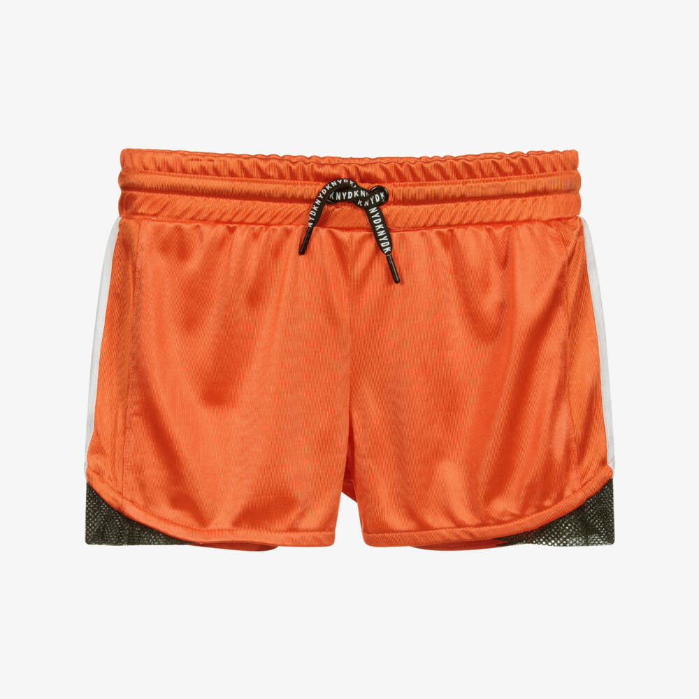 DKNY-Teen Girls Orange Logo Shorts | Childrensalon Outlet