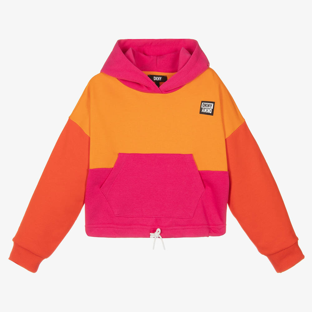 DKNY - Teen Girls Orange & Pink Cotton Hoodie | Childrensalon