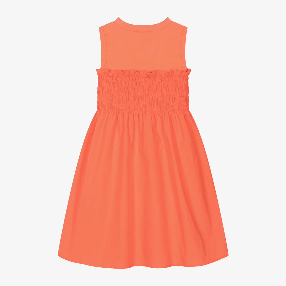 DKNY-فستان مزيج قطن لون برتقالي مرجاني للمراهقات | Childrensalon Outlet