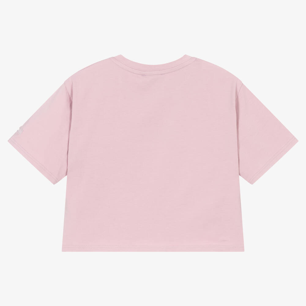 DKNY-Укороченная розовая футболка из хлопка для девочек-подростков | Childrensalon Outlet