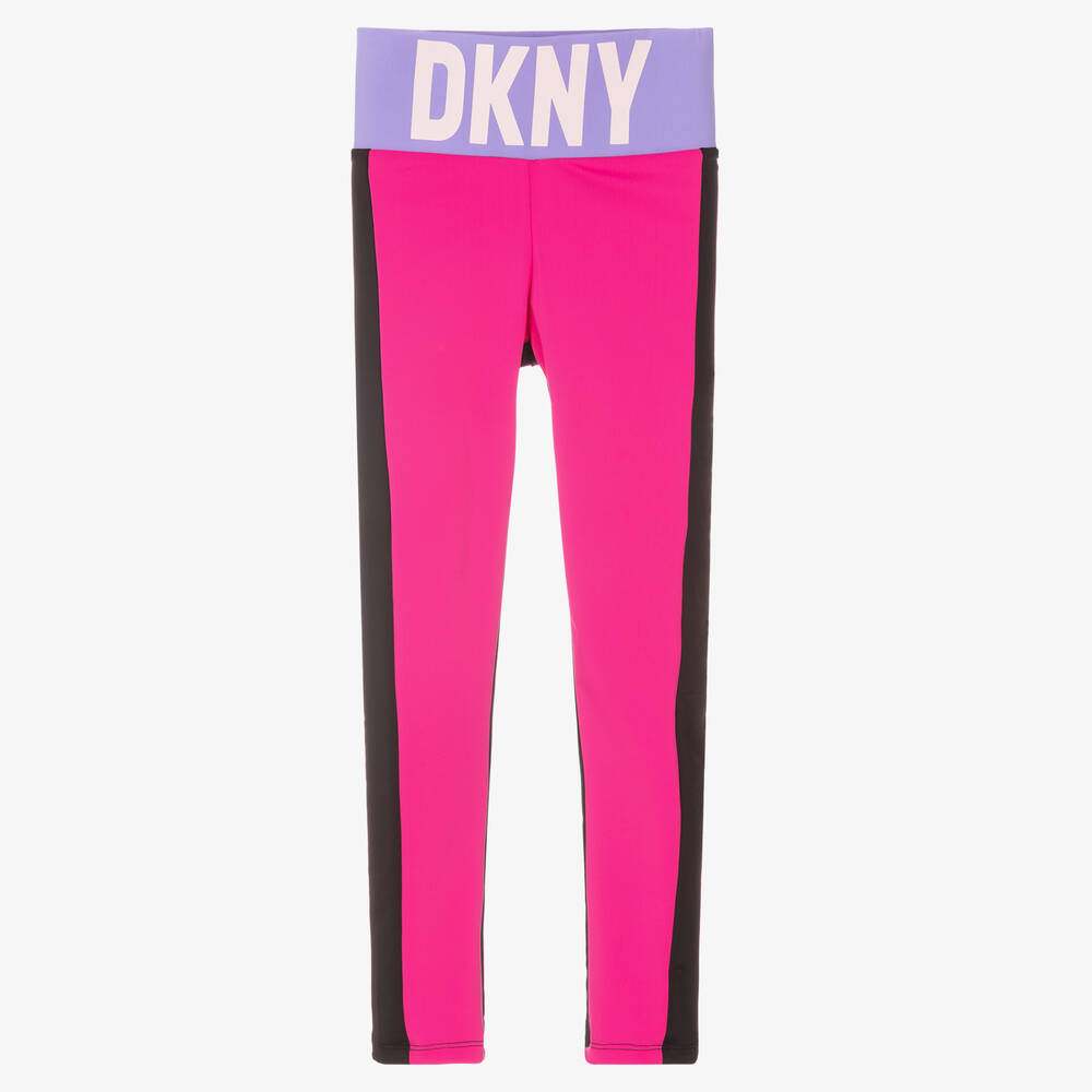 DKNY - ليغنغز تينز بناتي جيرسي لون زهري وأسود | Childrensalon