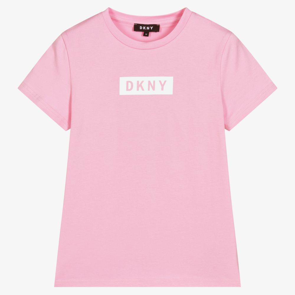 DKNY - تيشيرت تينز بناتي قطن عضوي جيرسي لون زهري | Childrensalon