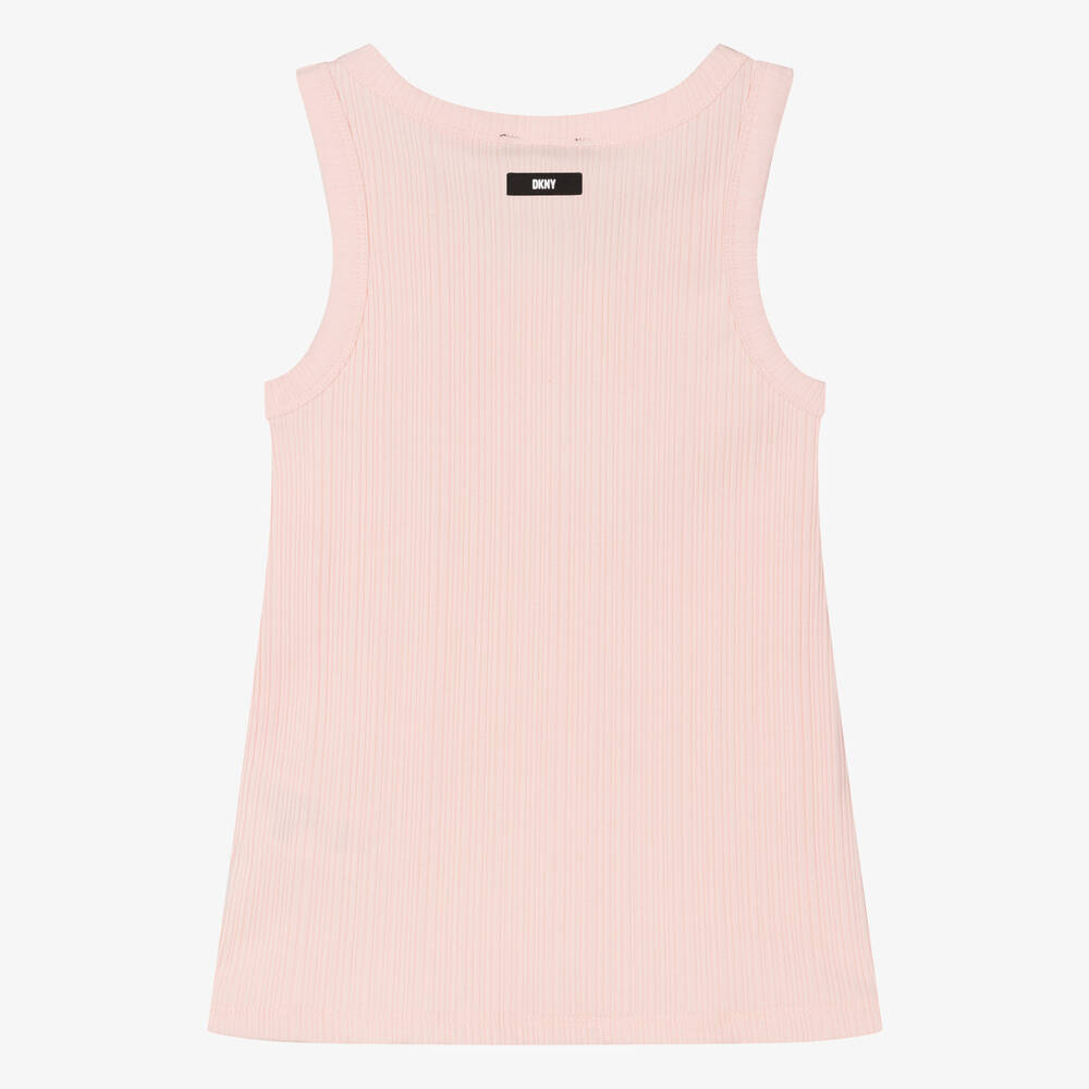 DKNY-توب قطن جيرسي مضلع لون زهري فاتح للمراهقات | Childrensalon Outlet