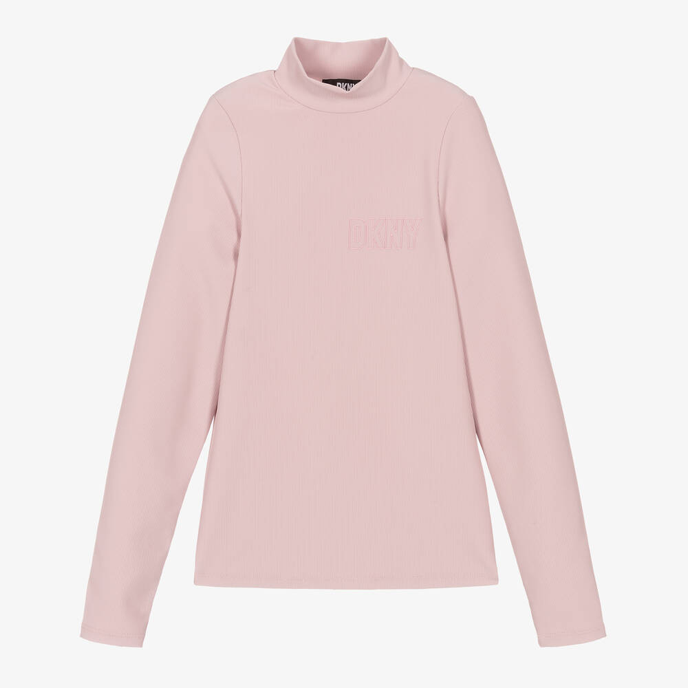 DKNY - Rosa gerippter Rollkragenpullover | Childrensalon