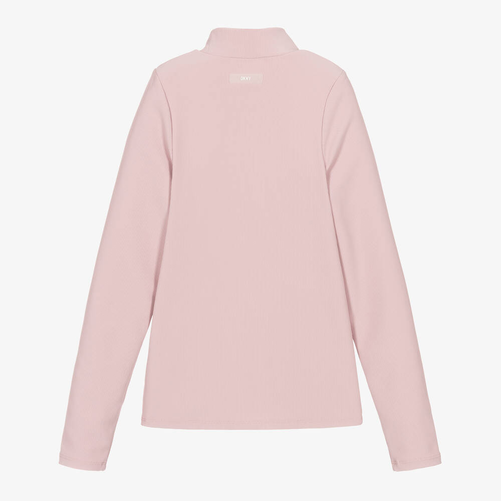 DKNY-Teen Girls Pink Ribbed Roll Neck Top | Childrensalon Outlet