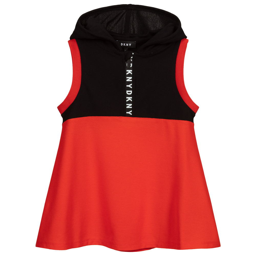 DKNY - Haut à capuche rouge Ado fille | Childrensalon