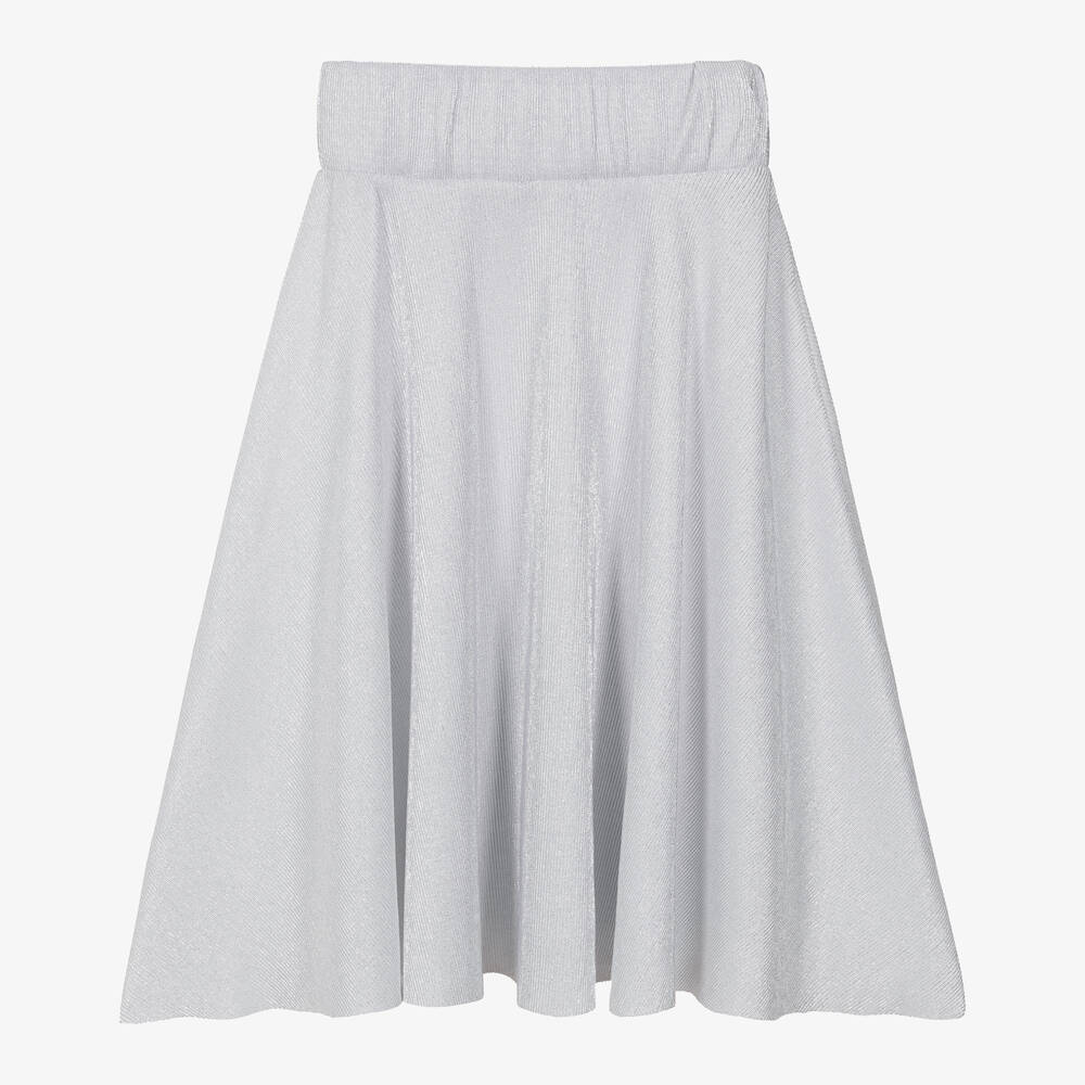 DKNY-تنورة ميدي بليسيه لون فضّي للمراهقات | Childrensalon Outlet