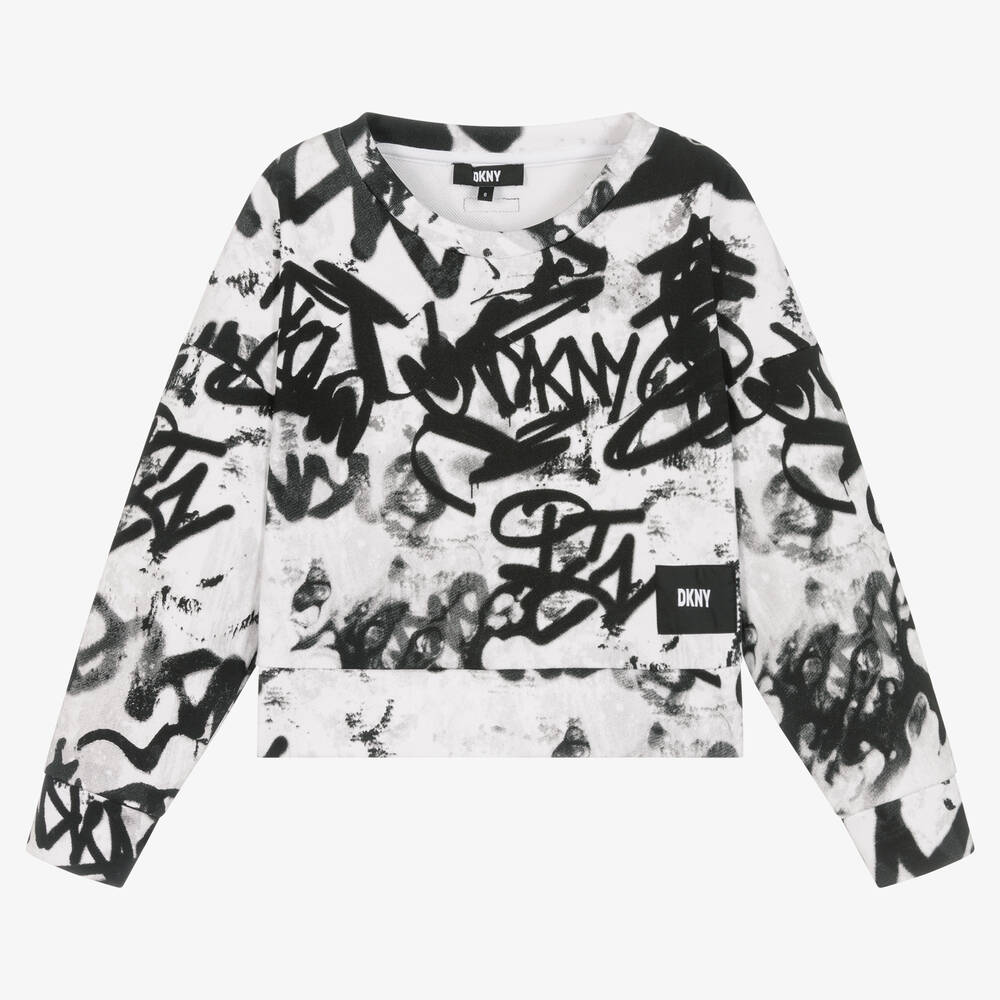 DKNY-Teen Girls White Cotton Graffiti Sweatshirt | Childrensalon Outlet