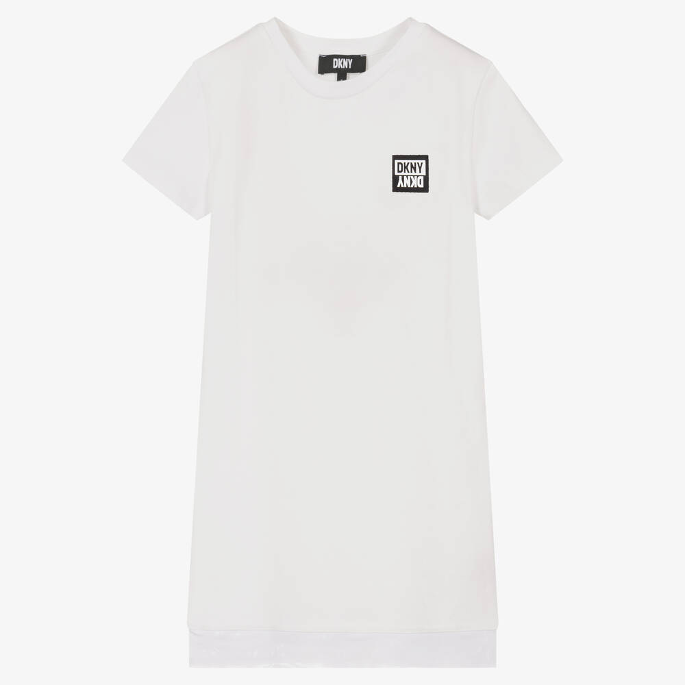 DKNY - Weißes Teen Baumwoll-T-Shirt-Kleid | Childrensalon