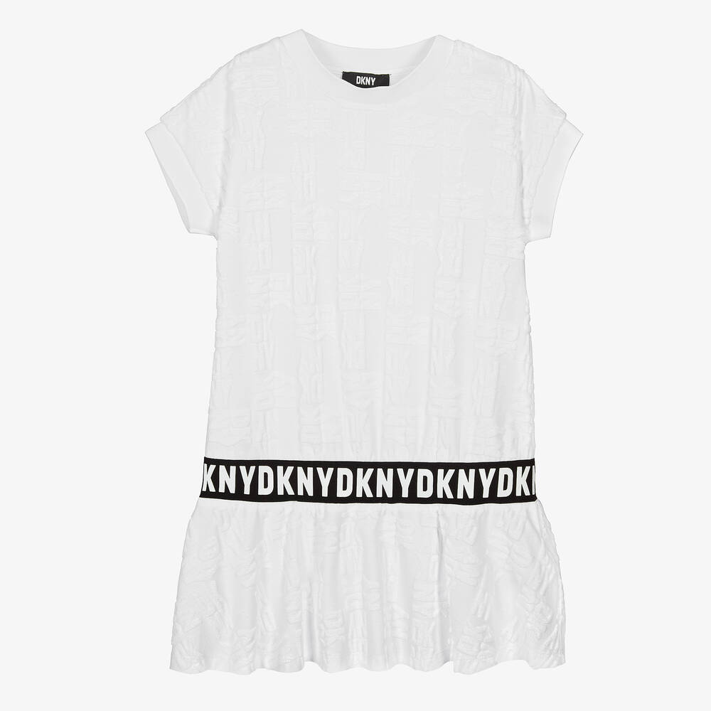 DKNY-Teen Girls White Cotton Towelling Dress | Childrensalon Outlet