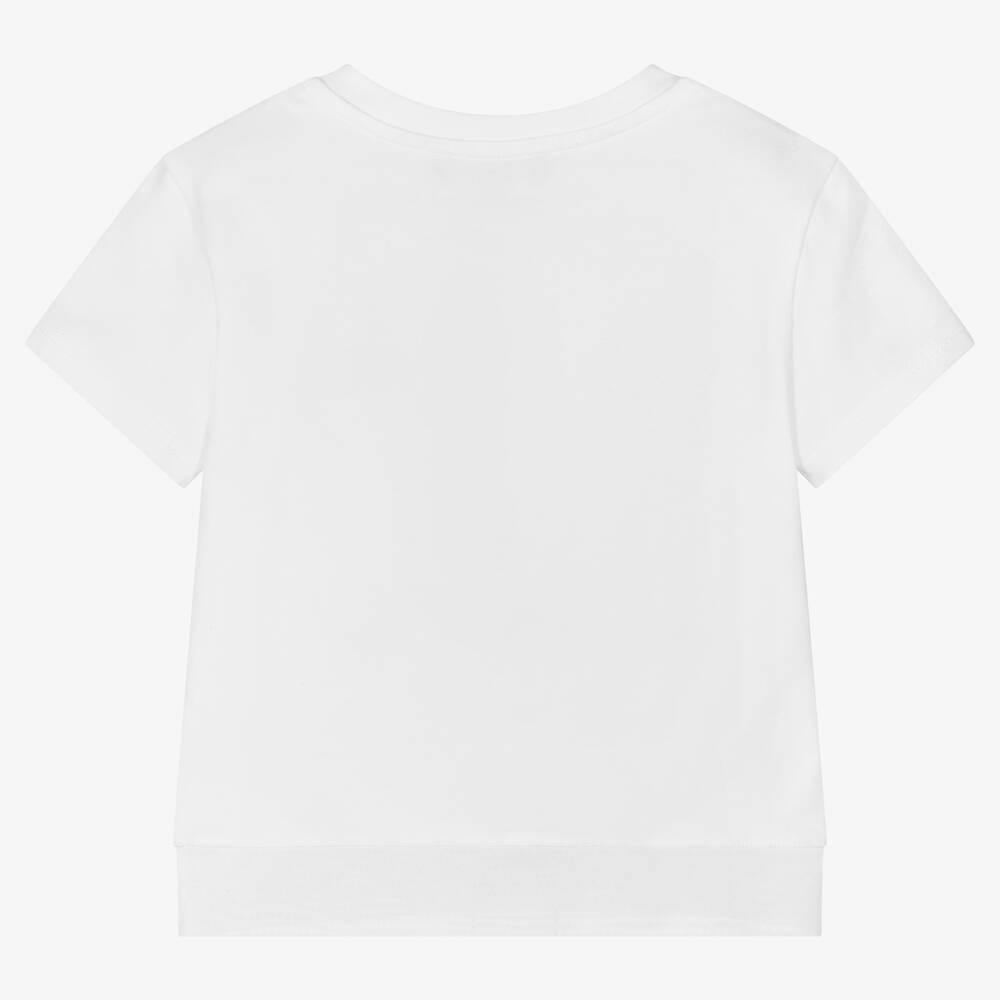 DKNY-Teen Girls White Cropped T-Shirt | Childrensalon Outlet