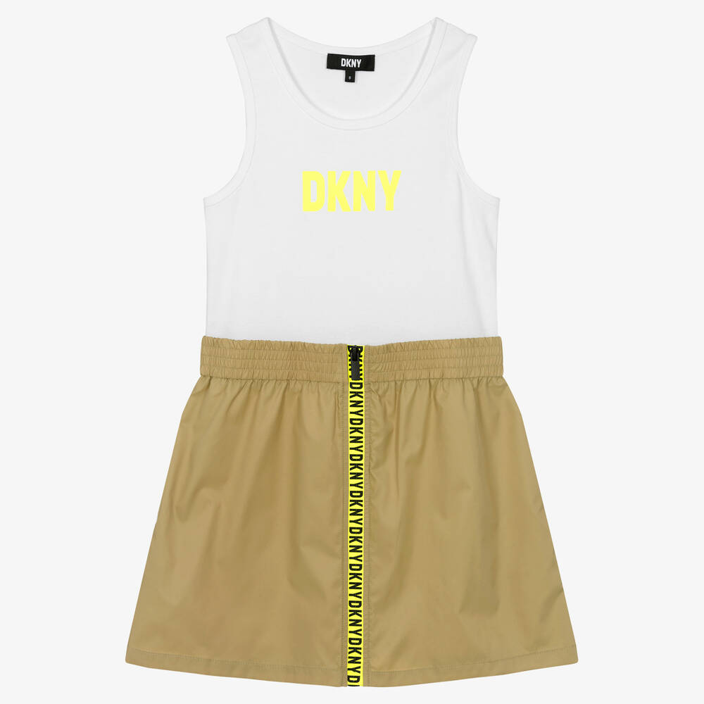 DKNY-Teen Girls White & Green Dress | Childrensalon Outlet