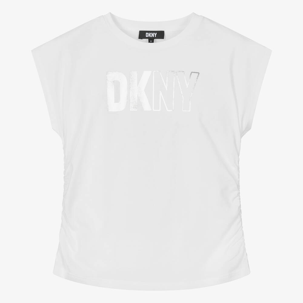 DKNY-Teen Girls White Organic Cotton T-Shirt | Childrensalon Outlet