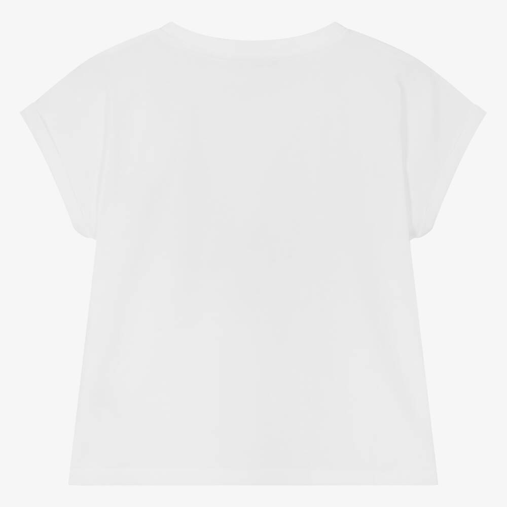 DKNY-تيشيرت قطن عضوي لون أبيض للمراهقات | Childrensalon Outlet