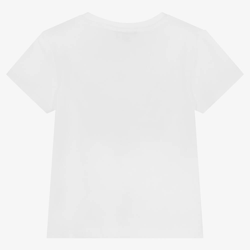 DKNY-Белая хлопковая футболка с розовым логотипом | Childrensalon Outlet