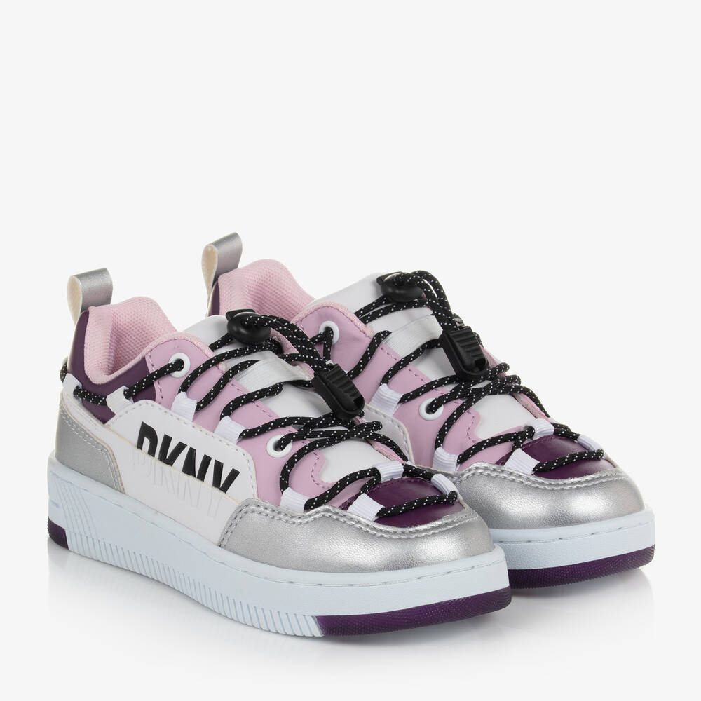 DKNY - Teen Girls White & Pink Trainers | Childrensalon