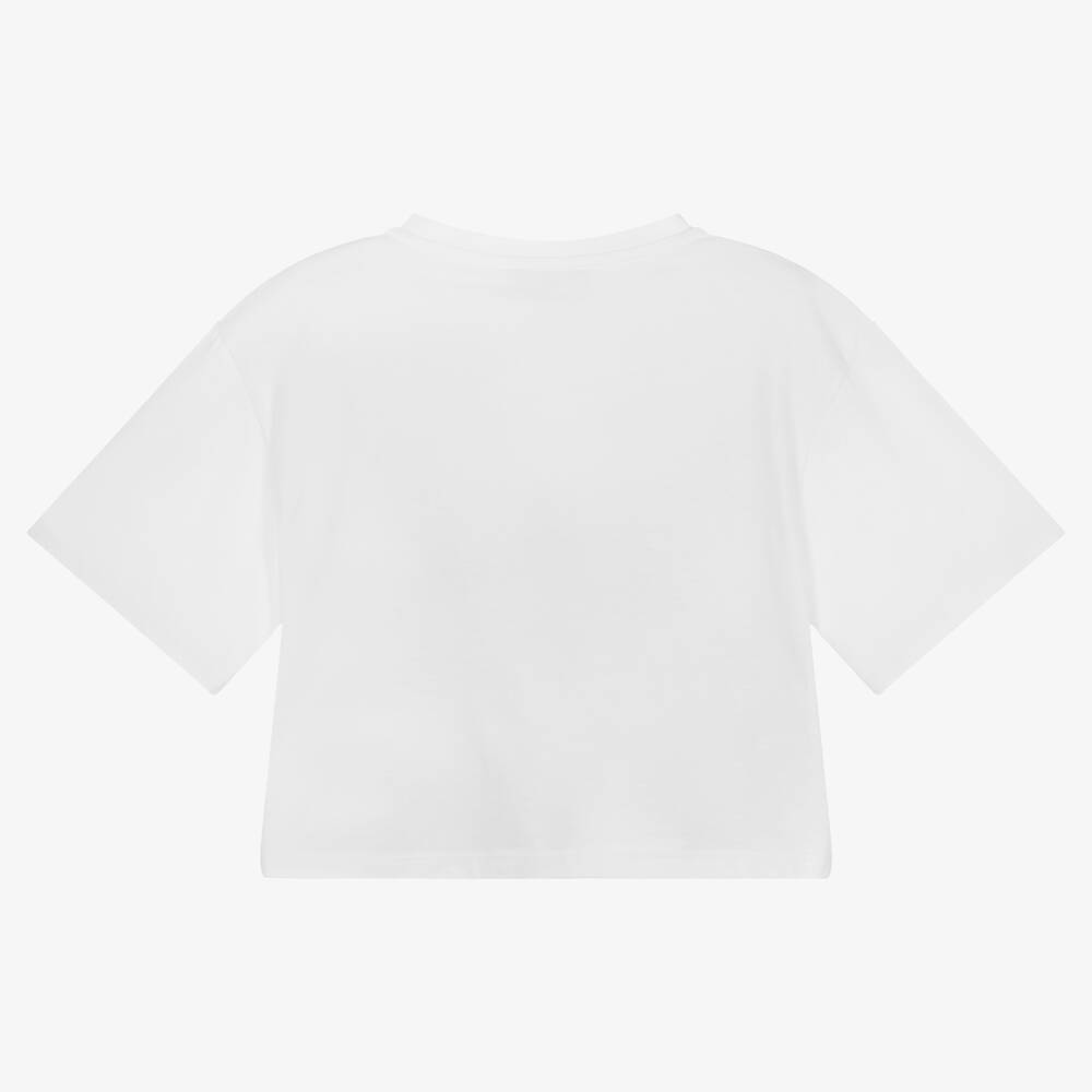 DKNY-Teen Girls White & Yellow Logo T-Shirt | Childrensalon Outlet