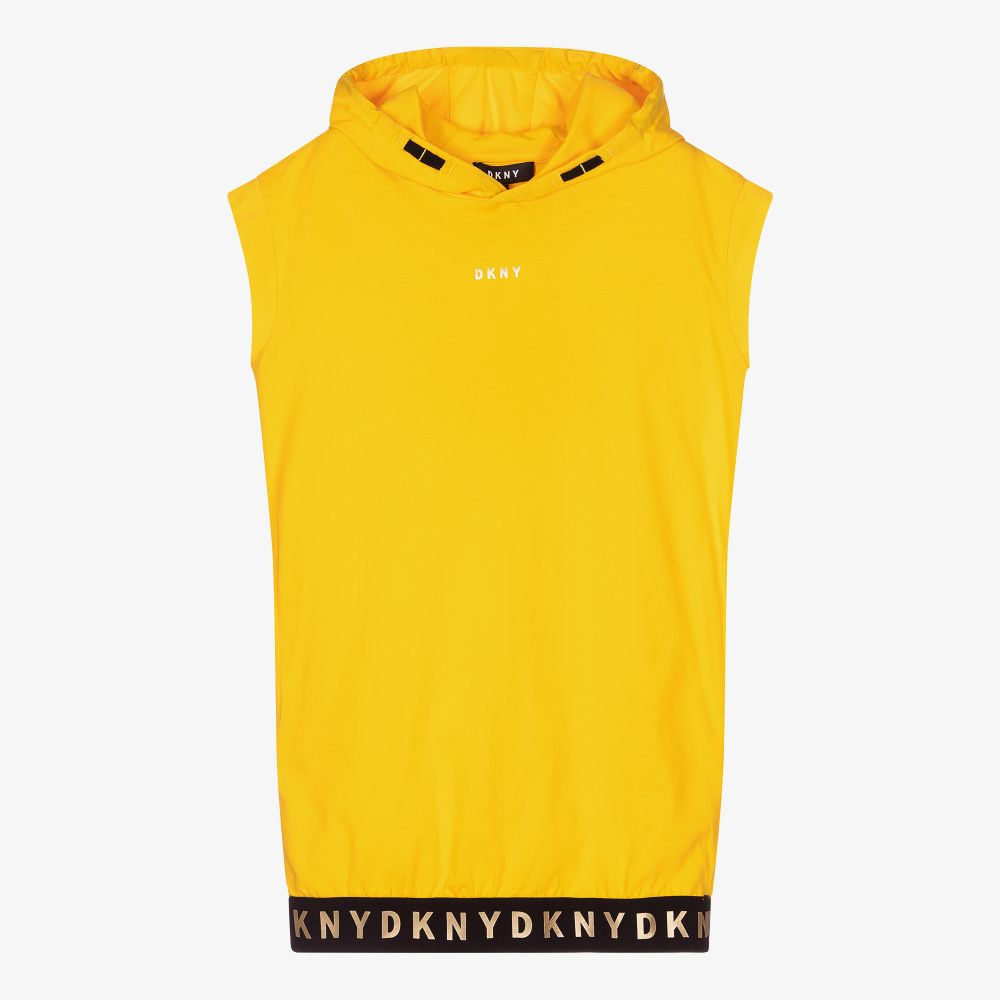 DKNY-فستان تينز بناتي قطن لون أصفر | Childrensalon Outlet