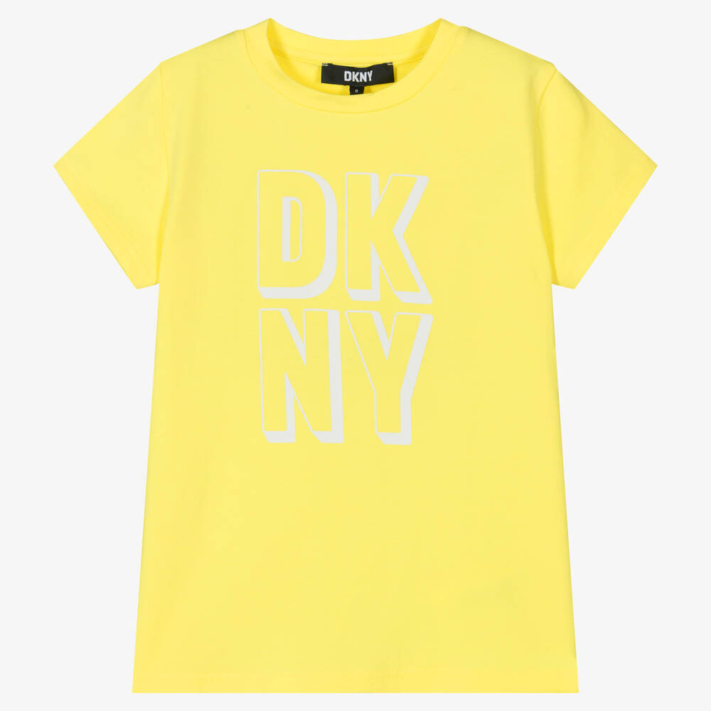 DKNY - Teen Girls Yellow Logo T-Shirt | Childrensalon