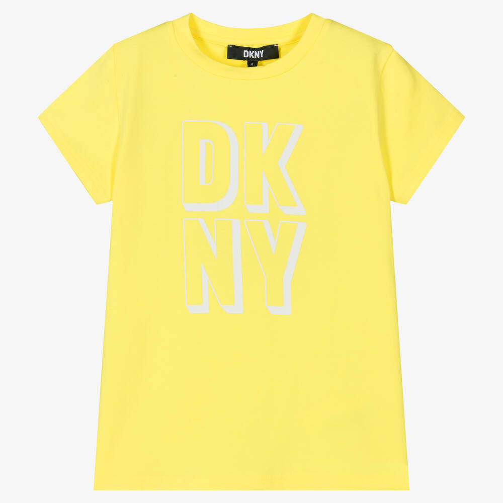 DKNY-Teen Girls Yellow Logo T-Shirt | Childrensalon Outlet