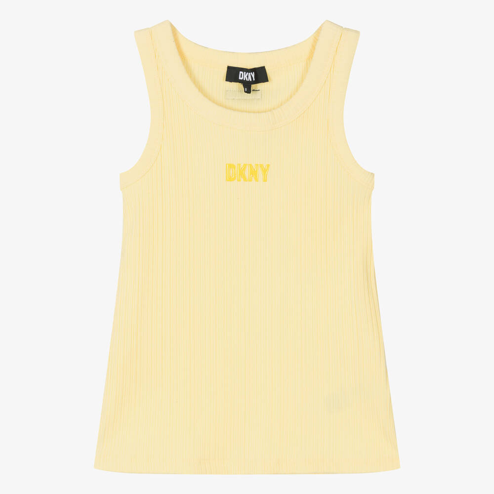 DKNY-Teen Girls Yellow Ribbed Cotton Top | Childrensalon Outlet