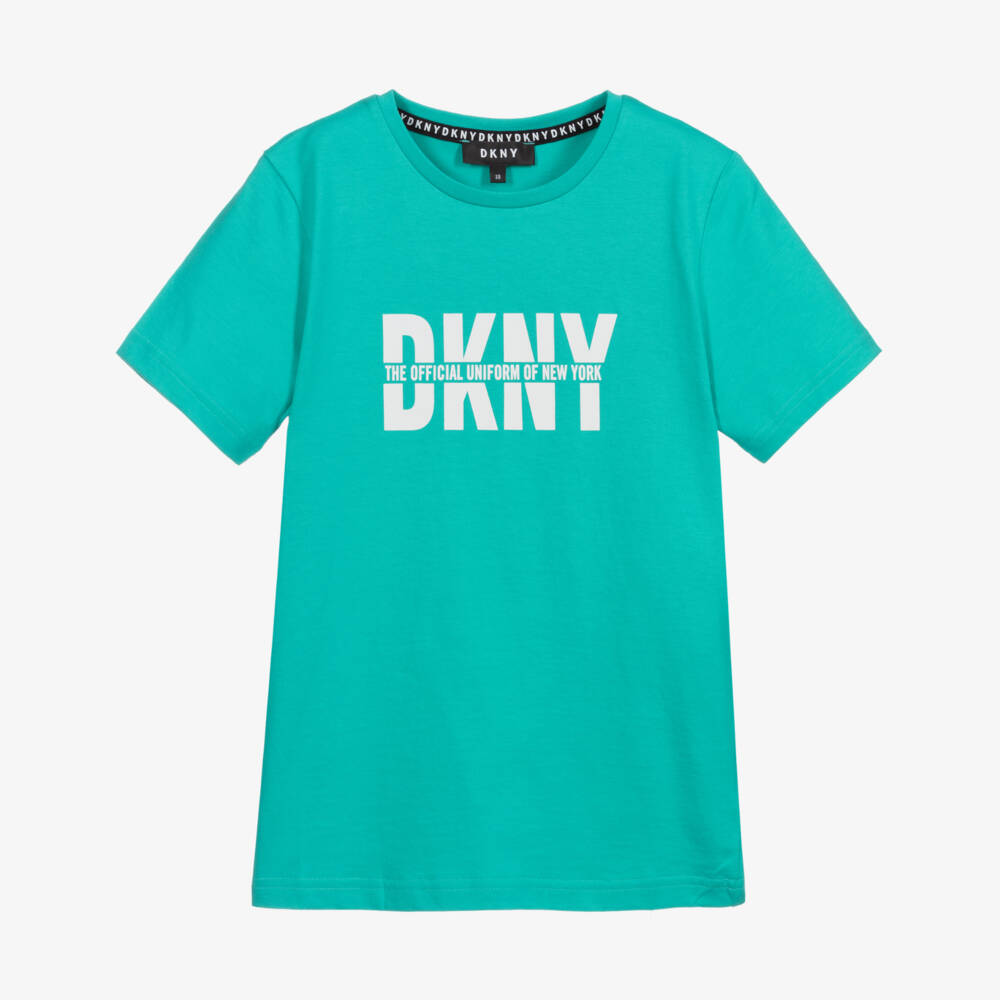 DKNY-تيشيرت قطن عضوي لون أخضر | Childrensalon Outlet
