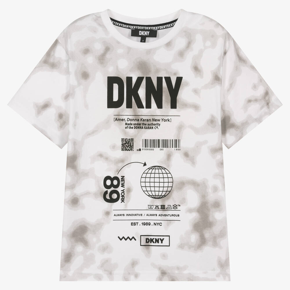 DKNY - Белая футболка с серыми облаками | Childrensalon