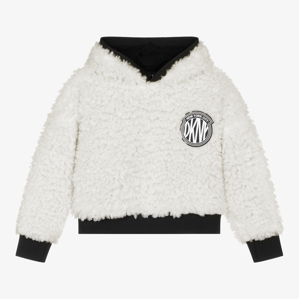 DKNY - Teen Ivory Fleece Crop Hoodie | Childrensalon