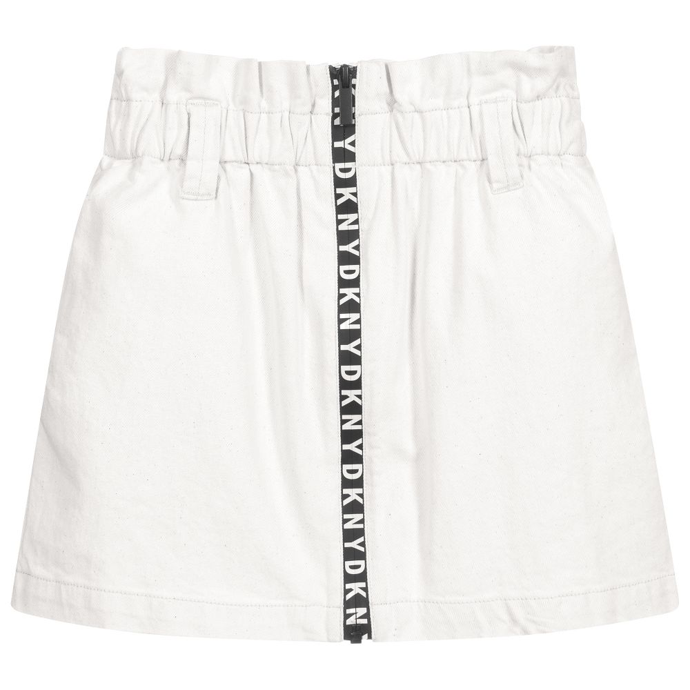 DKNY - تنورة ميني قطن تينز بناتي لون عاجي | Childrensalon