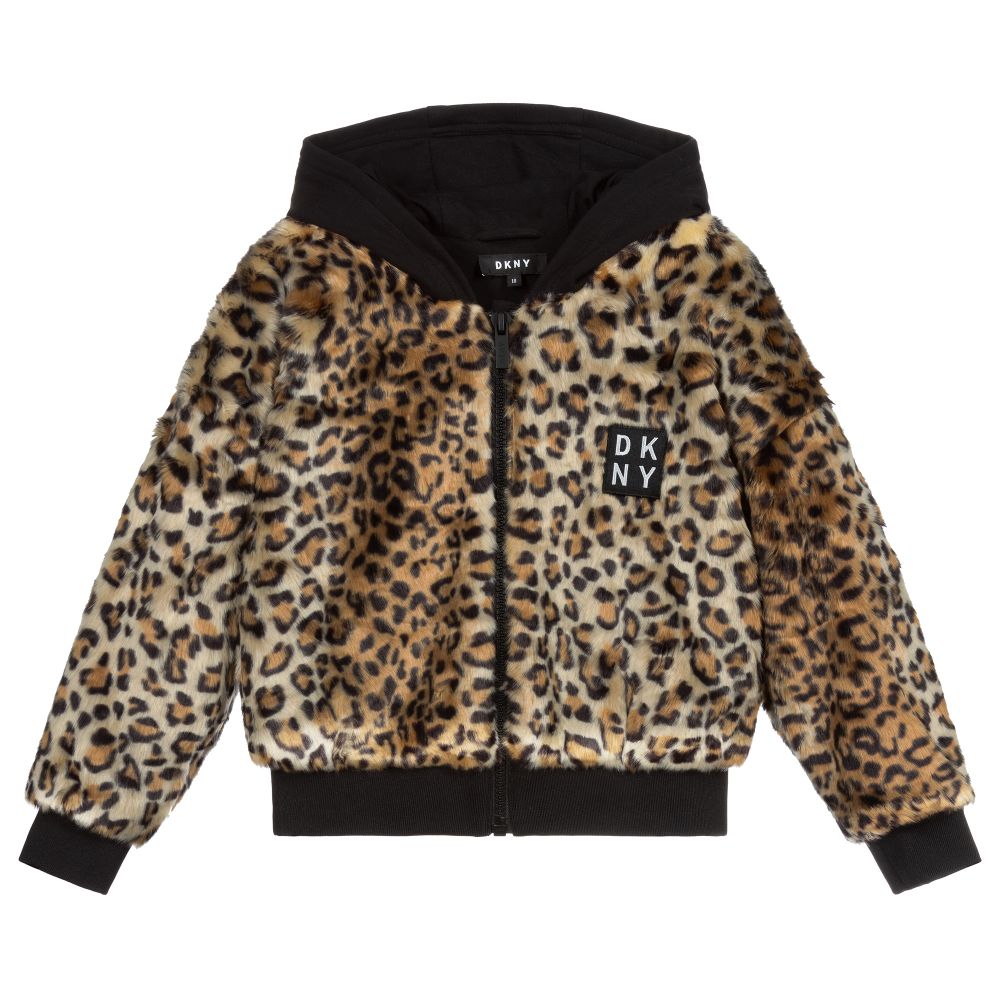 DKNY - Teen Logo Faux Fur Zip-Up Top | Childrensalon