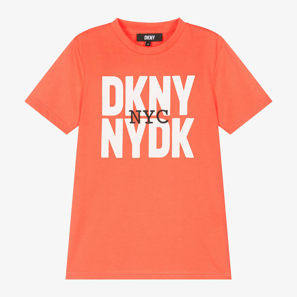 DKNY-Teen Neon Orange Cotton T-Shirt | Childrensalon Outlet