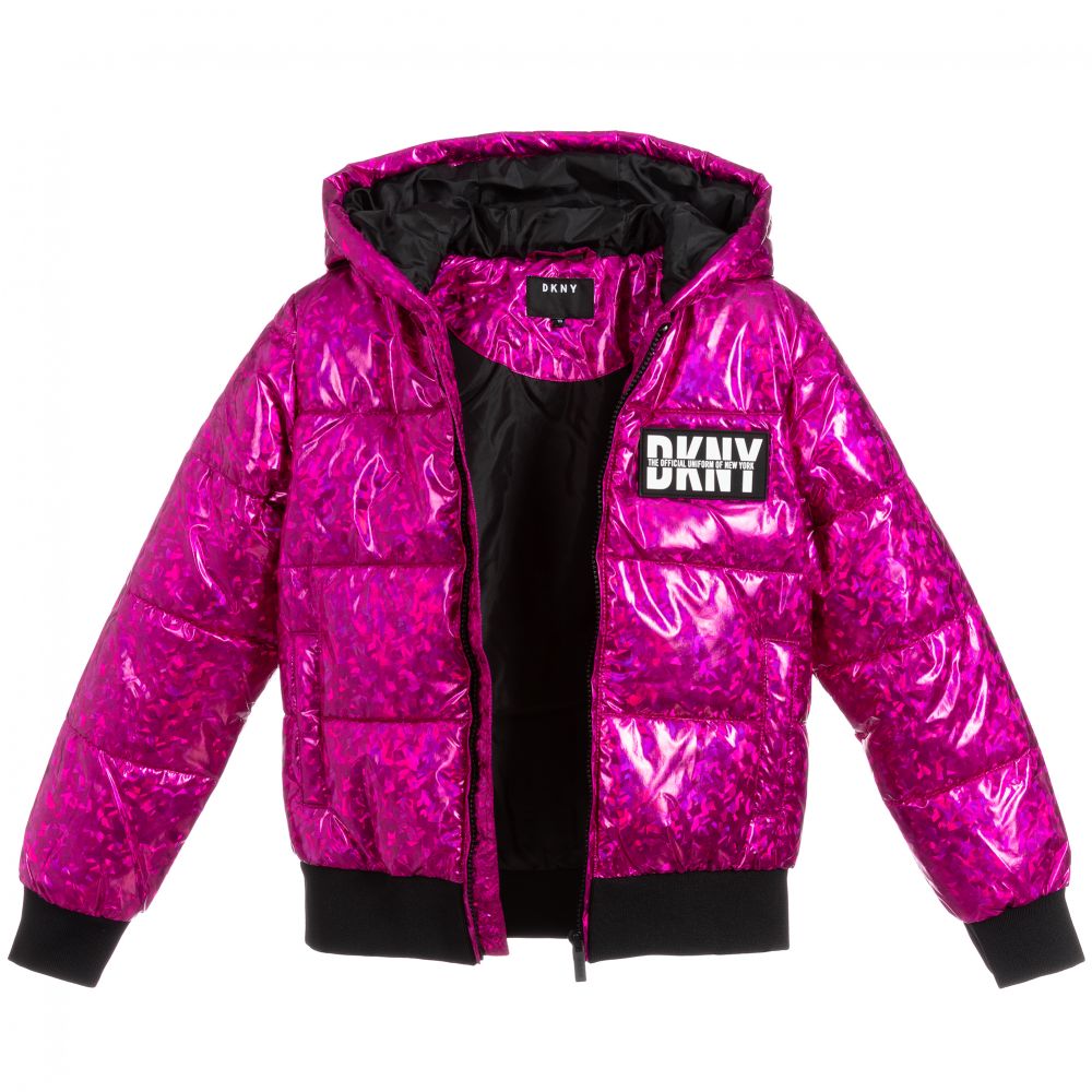DKNY-Teen Pink Logo Puffer Jacket | Childrensalon Outlet