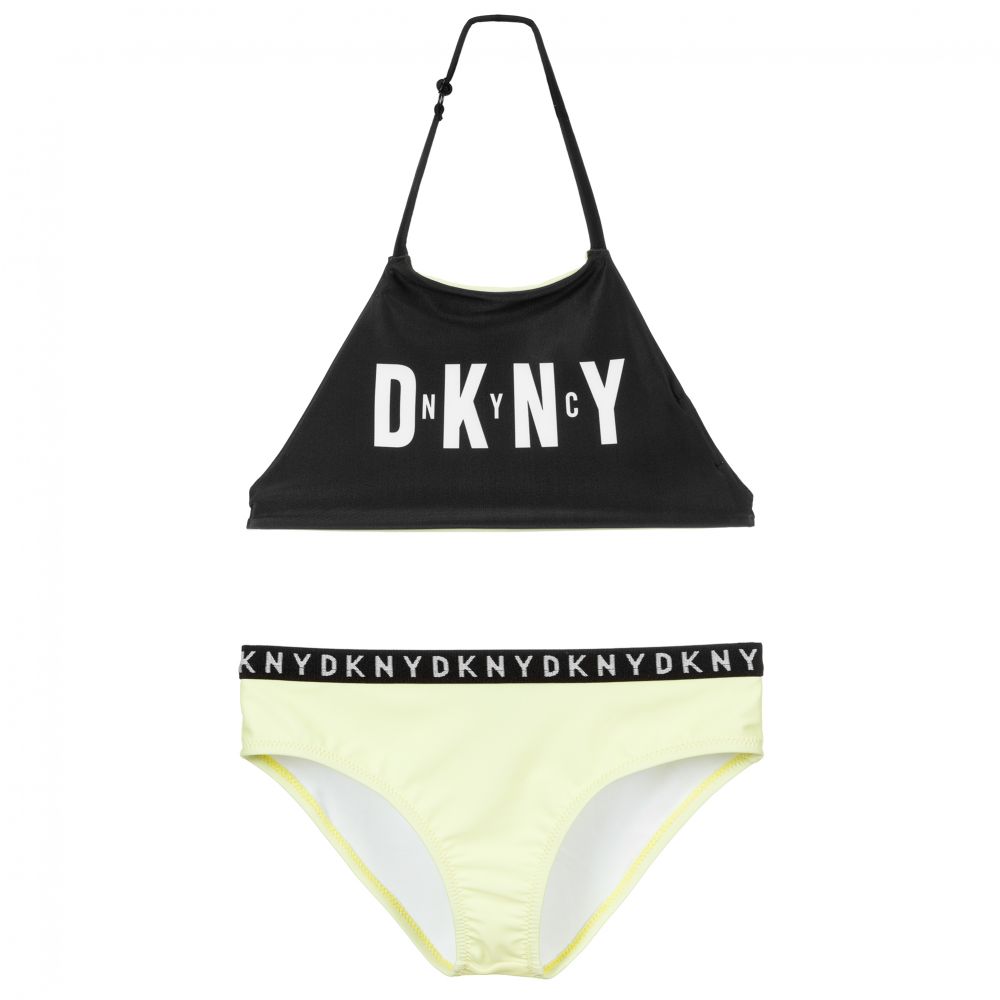 DKNY - بيكيني بوجهين لون أصفر و اسود | Childrensalon