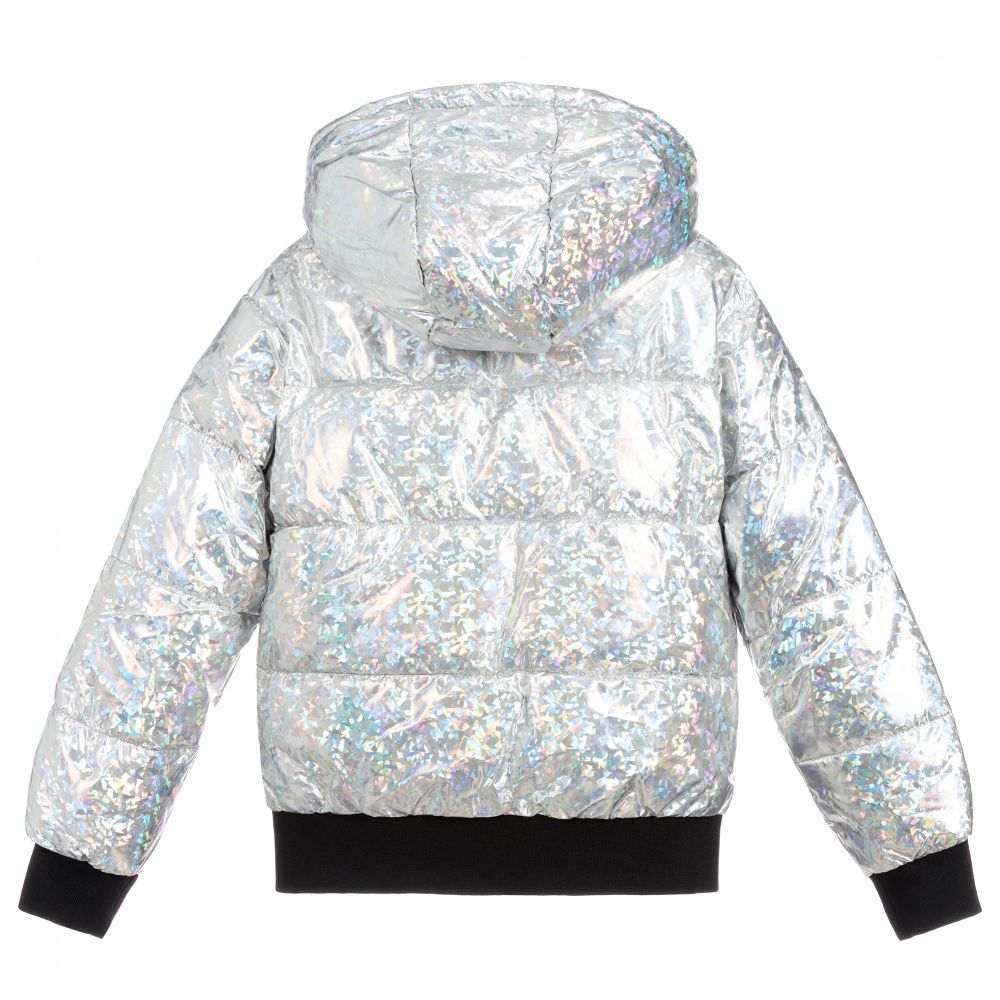 Girls silver puffer jacket discount