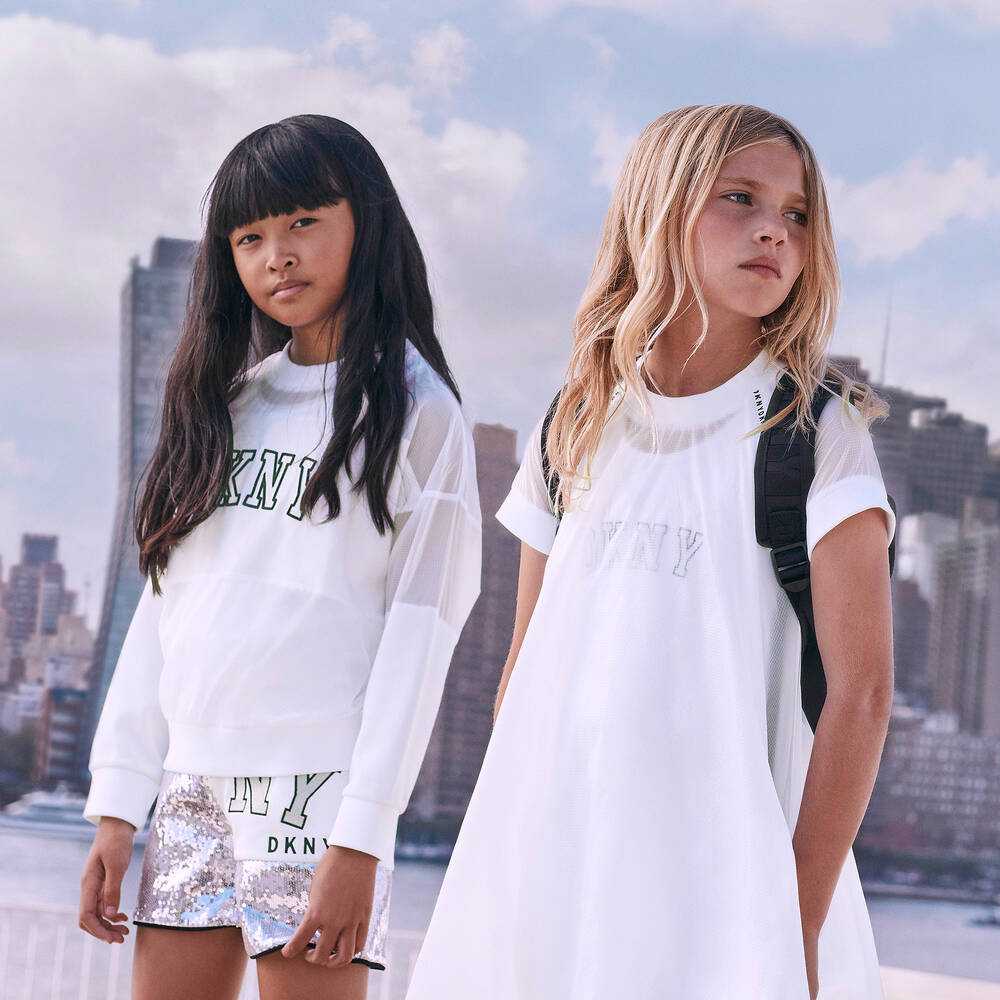 DKNY-Teen Silver Sequin NY Shorts | Childrensalon Outlet