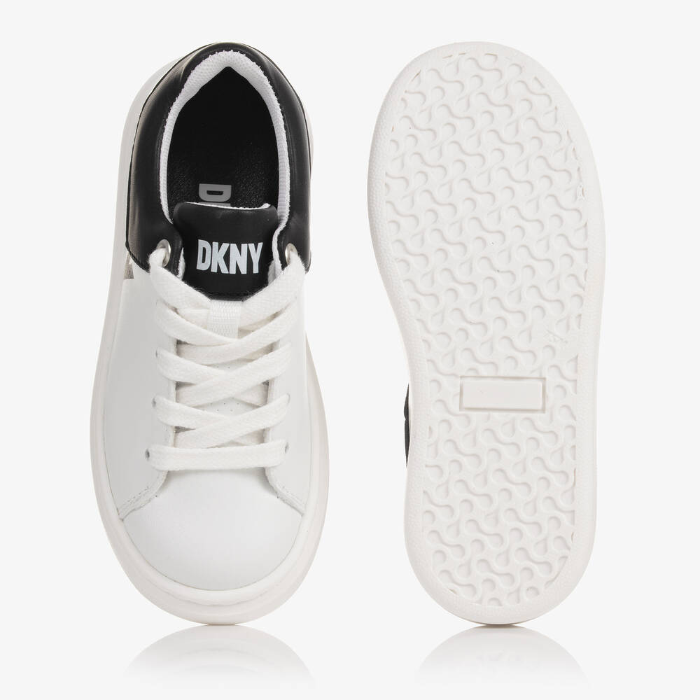 DKNY-Teen White & Black Leather Trainers | Childrensalon Outlet