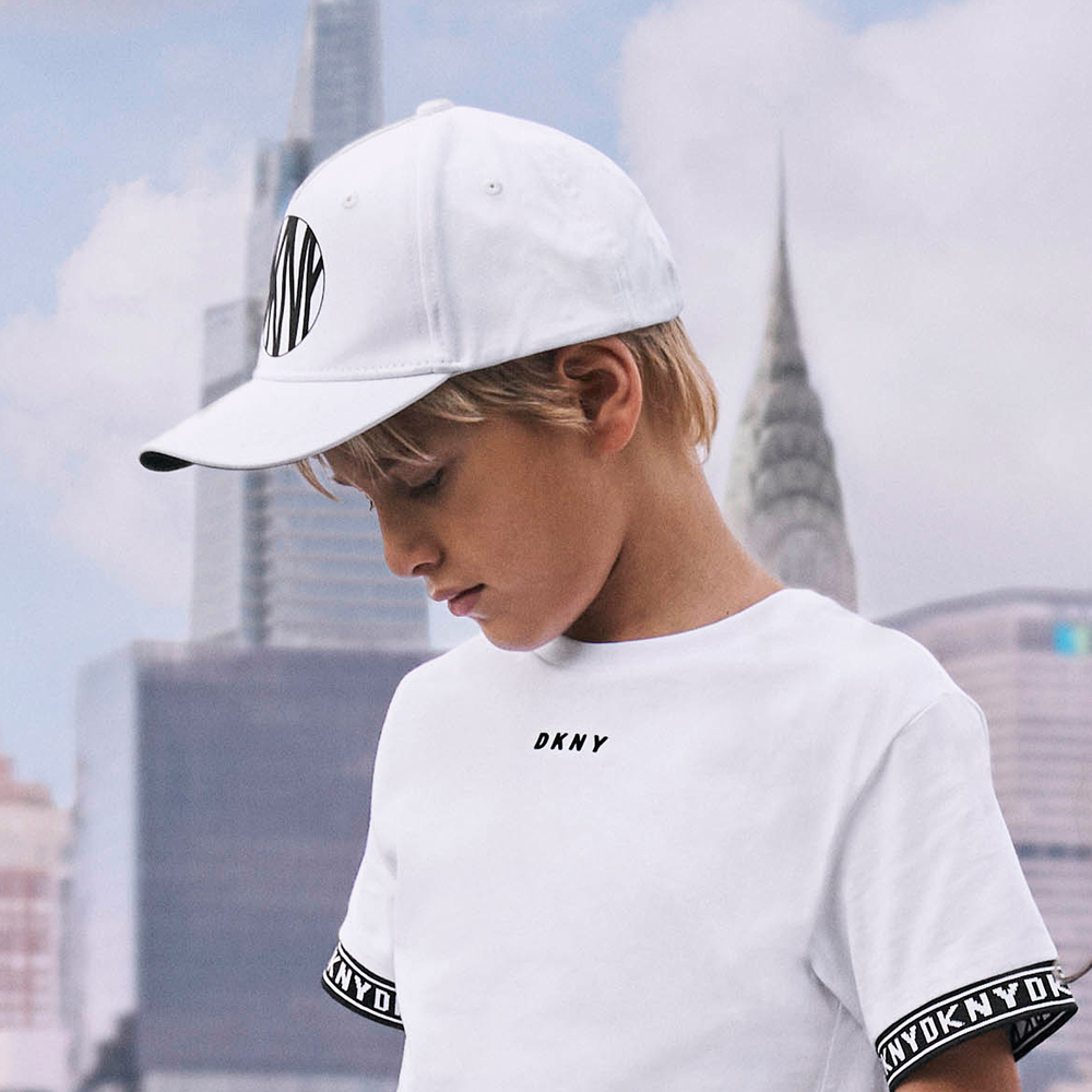 DKNY Teen White Cotton Logo Cap Childrensalon Outlet