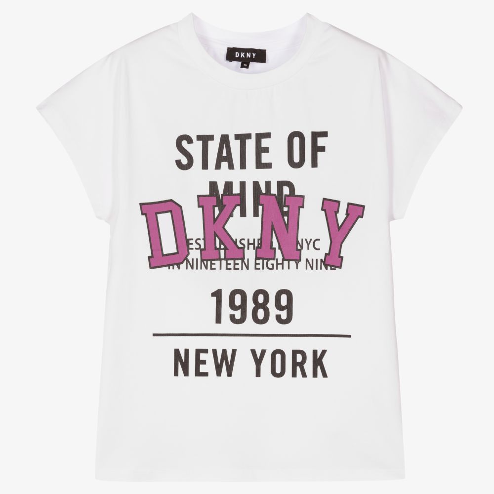 DKNY - Белая хлопковая футболка для подростков | Childrensalon