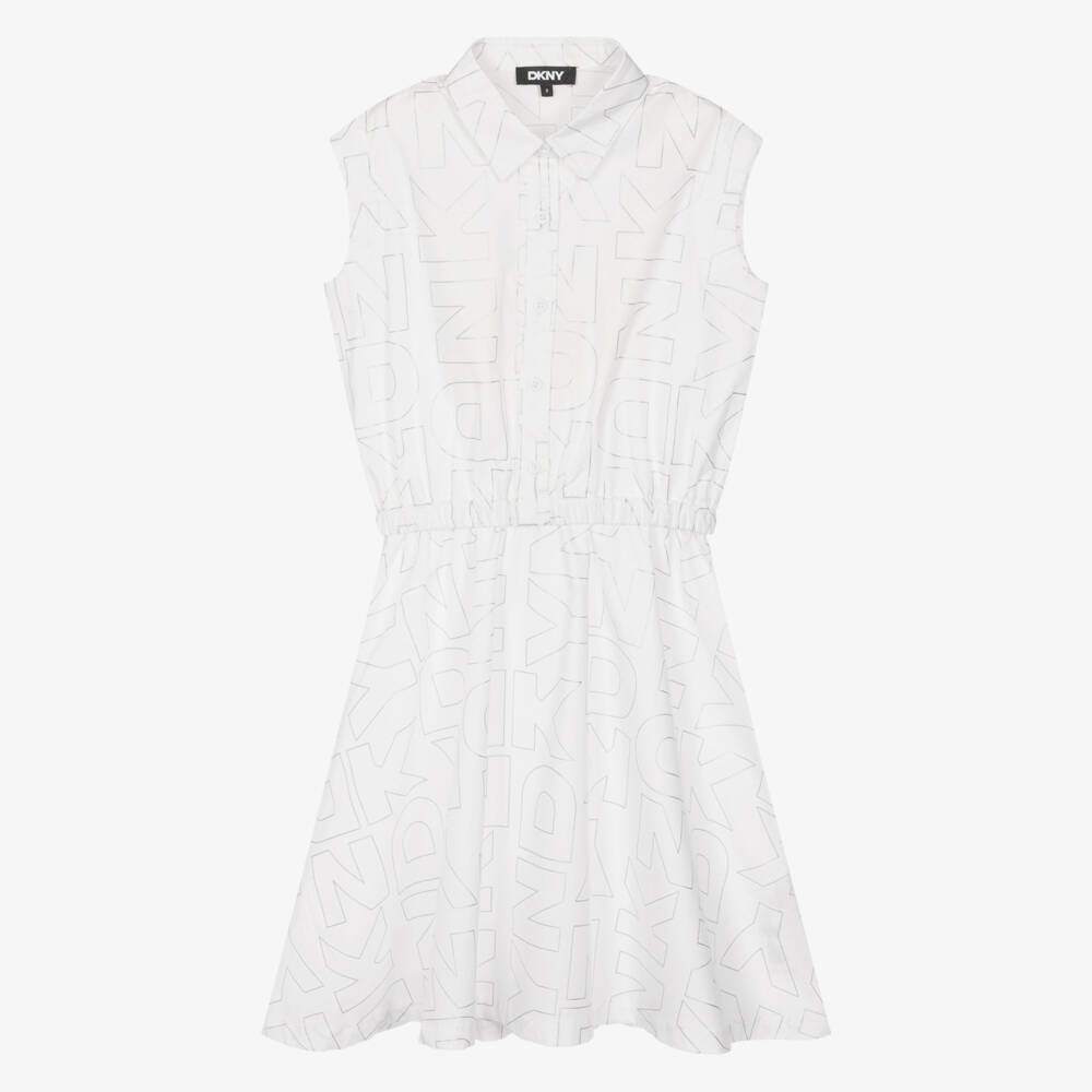 DKNY-White Aop Shirt Dress | Childrensalon Outlet