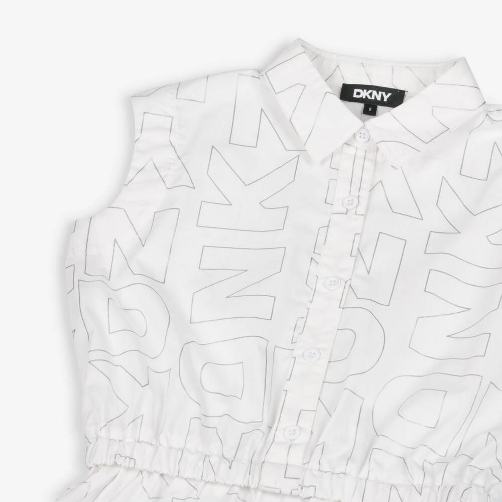 DKNY-White Aop Shirt Dress | Childrensalon Outlet