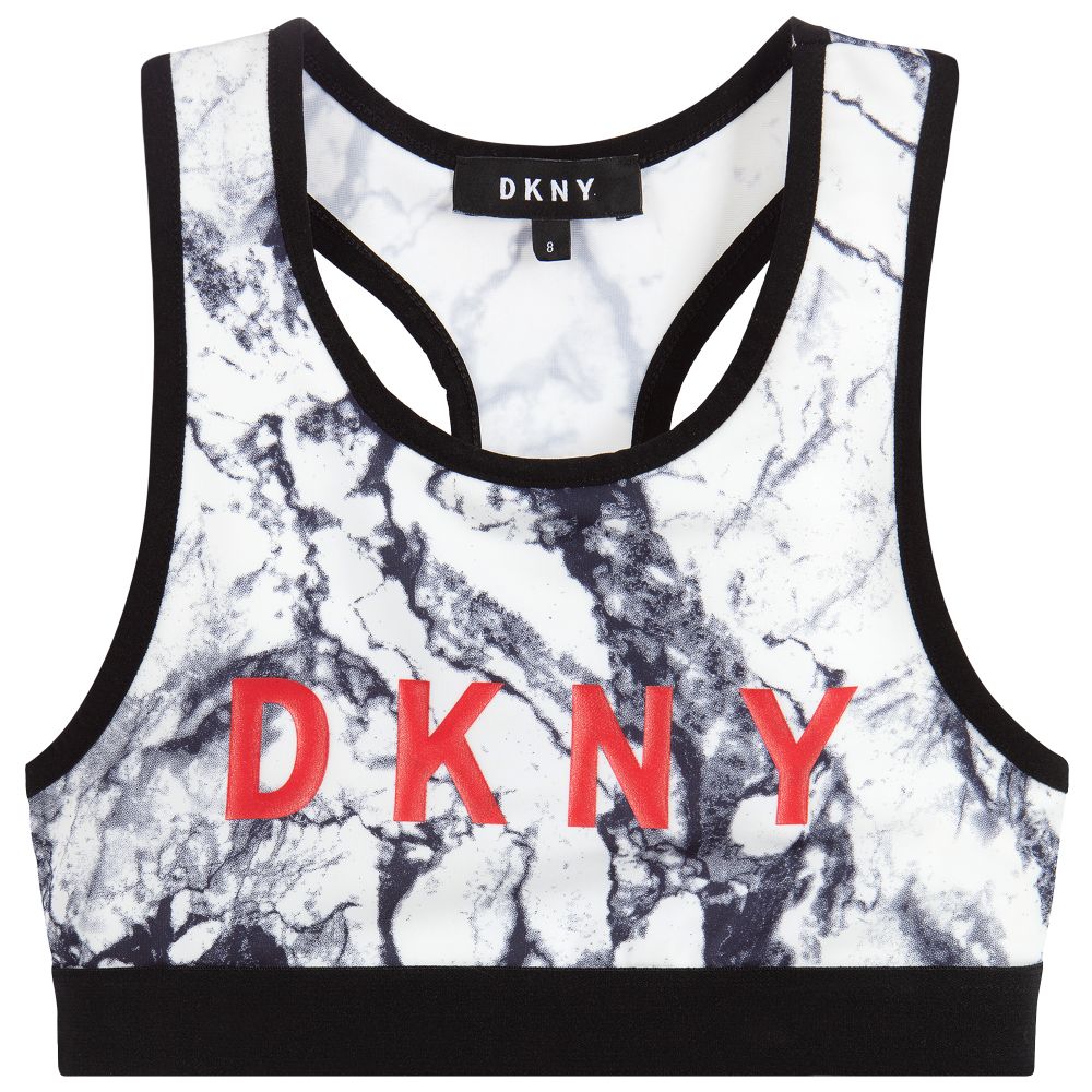 DKNY - توب رياضة لون أبيض وأسود للبنات | Childrensalon